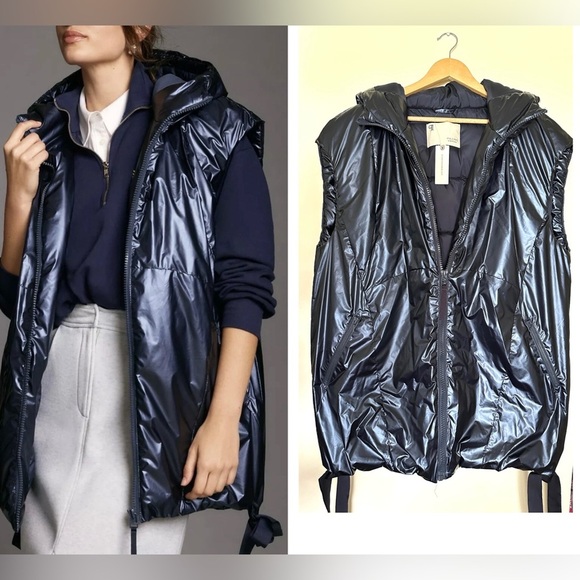 Pilcro Jackets & Blazers - Anthropologie Pilcro Blue Quilted Shine Puffer Vest Women’s Sz Medium